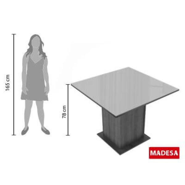 Encontraproduto.com.br - Mesa de Jantar Madesa Quadrada Tampo de Vidro 5363 Rustic/Preto