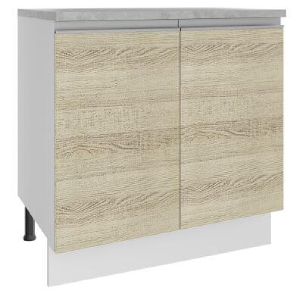 Balcão Madesa Glamy 80 cm 2 Portas Branco/Saara