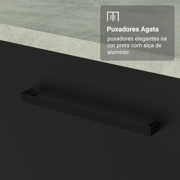 Encontraproduto.com.br - Armário de Cozinha Completa 190cm com Cristaleira Branco/Preto Agata Madesa 01