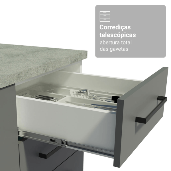 Encontraproduto.com.br - Armário de Cozinha Completa 190cm com Cristaleira Branco/Cinza Agata Madesa 01