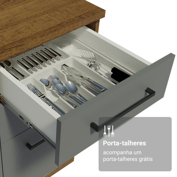 Encontraproduto.com.br - Armário de Cozinha Completa 190cm com Cristaleira Rustic/Cinza Agata Madesa 01