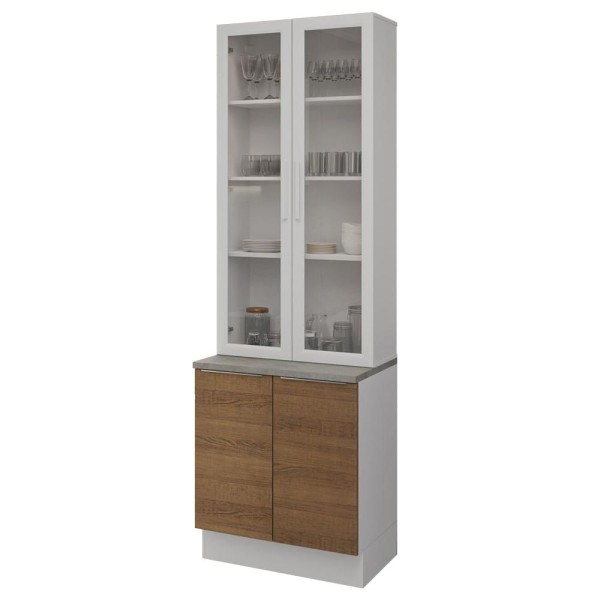 Encontraproduto.com.br - Kit Balcão + Cristaleira 70cm Branco/Rustic Stella Madesa 01
