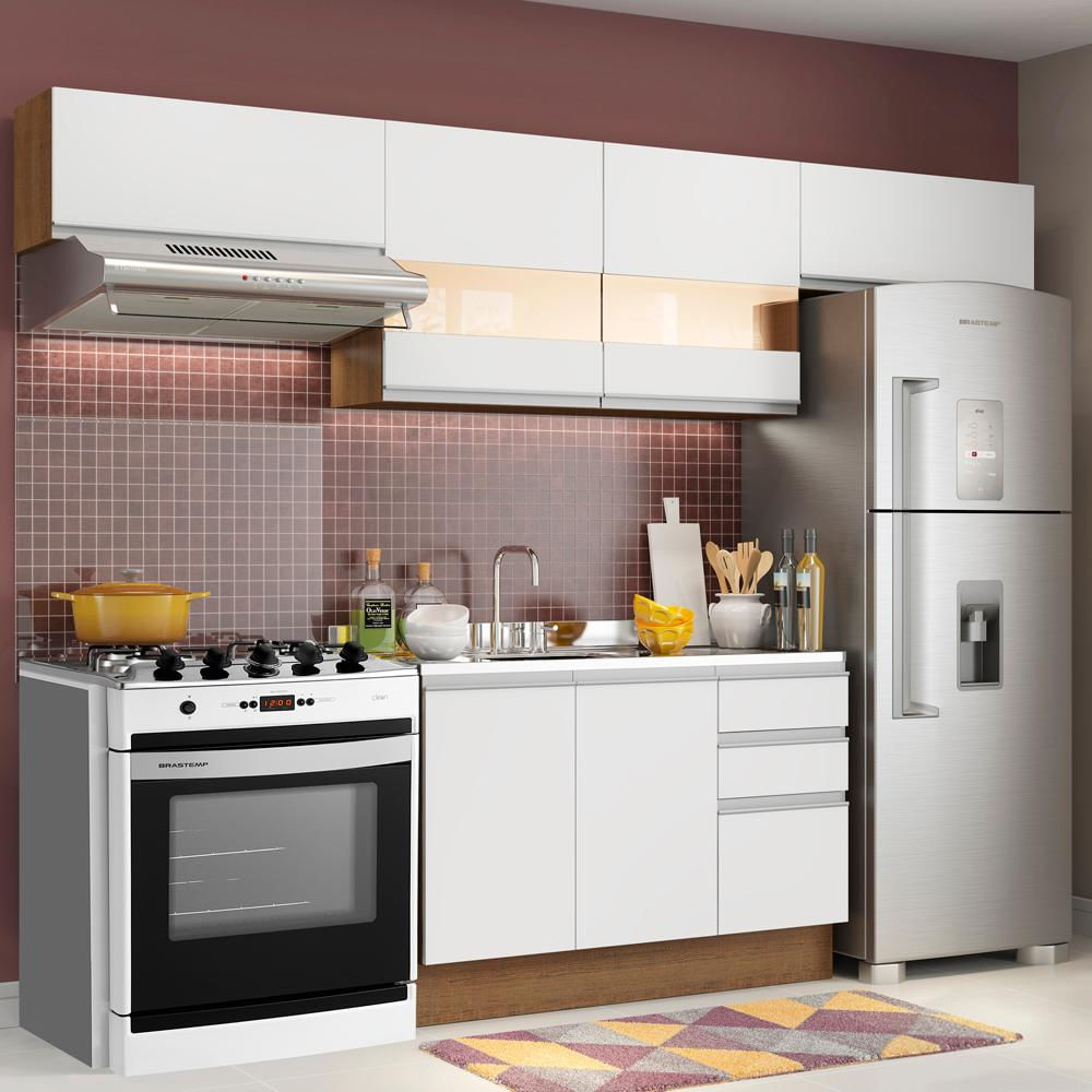 Encontraproduto.com.br - Armário de Cozinha Compacta 280cm Rustic/Branco Marina Madesa 01