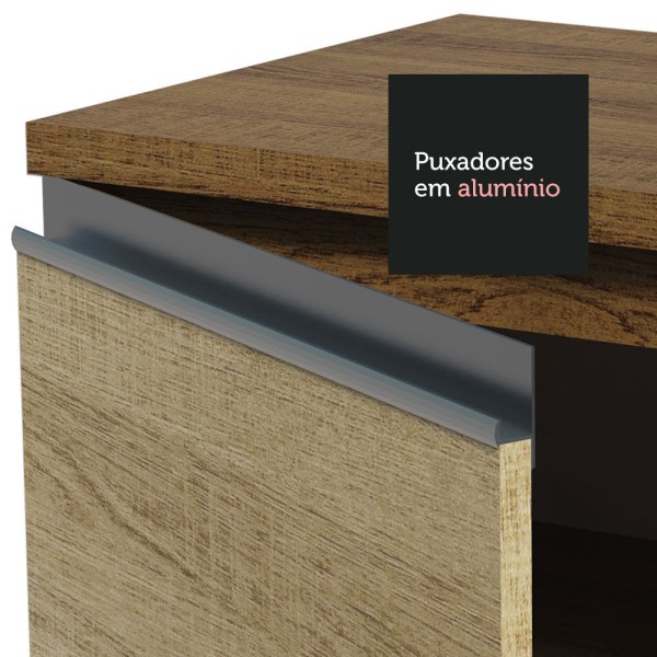 Cozinha Compacta Madesa Marina Com Armário e Balcão (Sem Tampo e Pia) Rustic/Saara