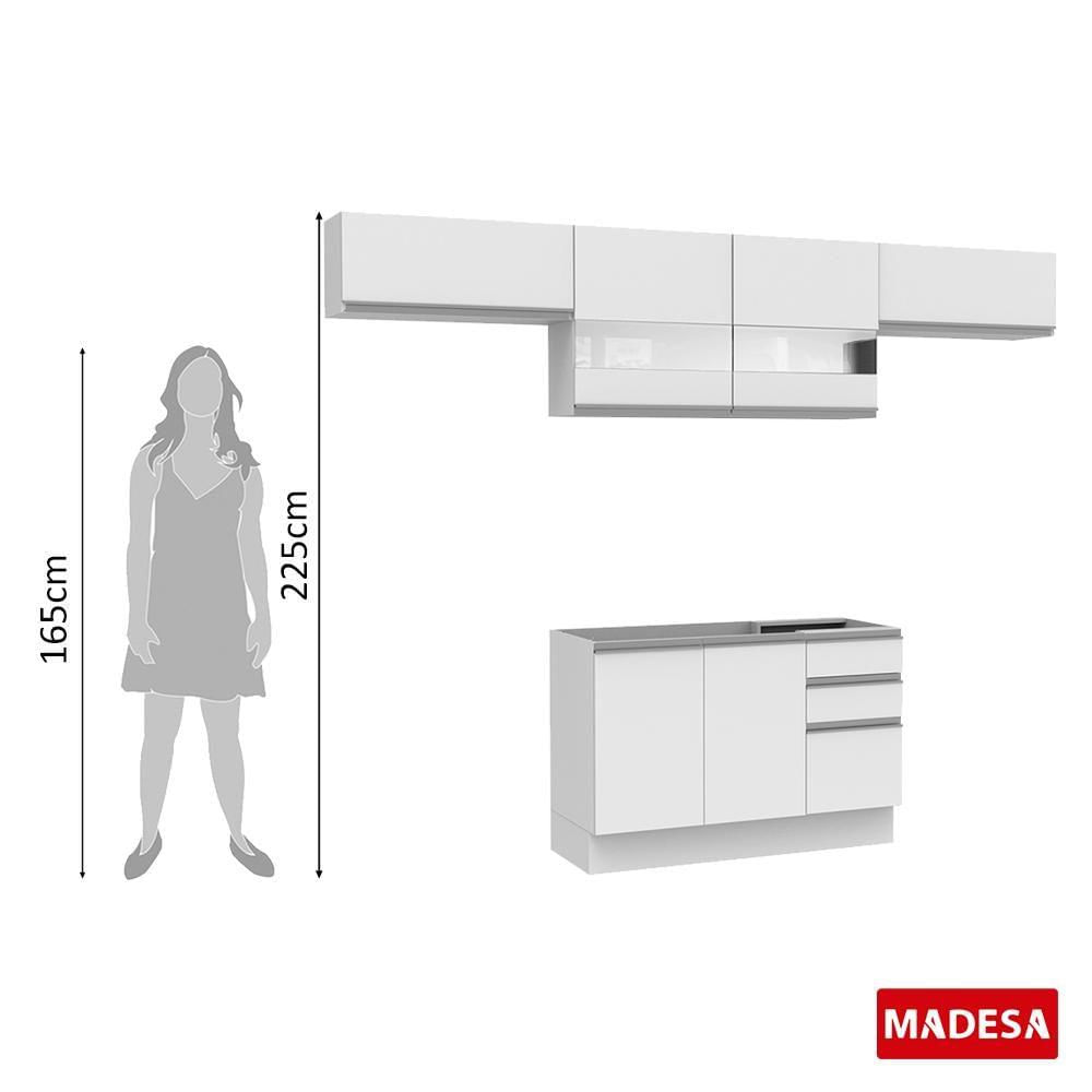 Encontraproduto.com.br - Armário de Cozinha Compacta 280cm Branco/Rustic/Branco Marina Madesa 01