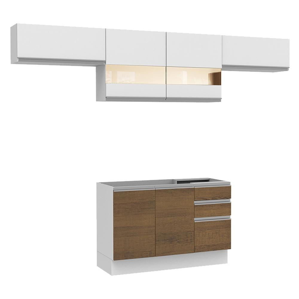 Encontraproduto.com.br - Armário de Cozinha Compacta 280cm Branco/Rustic/Branco Marina Madesa 01