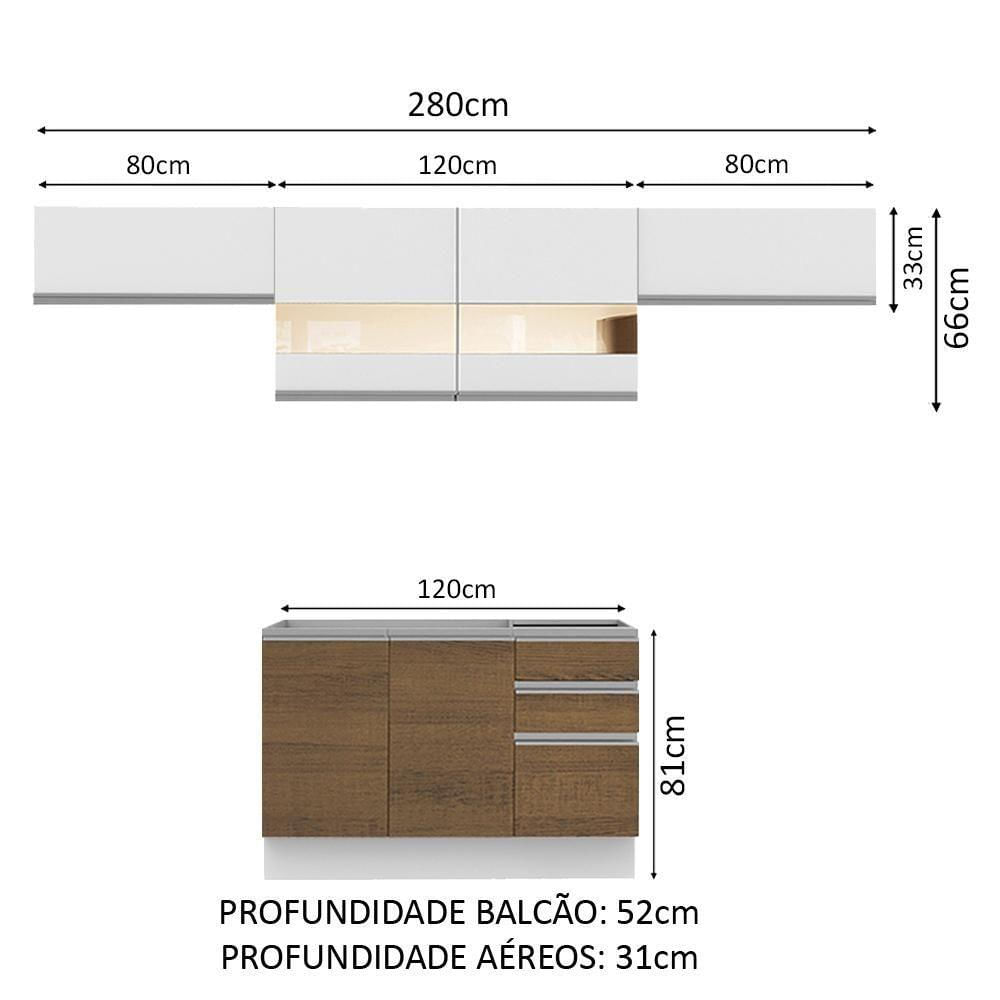 Encontraproduto.com.br - Armário de Cozinha Compacta 280cm Branco/Rustic/Branco Marina Madesa 01
