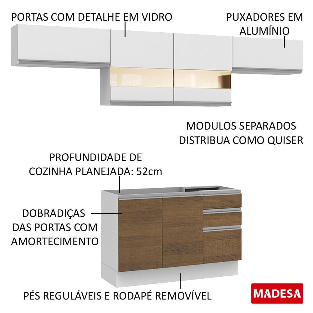 Encontraproduto.com.br - Armário de Cozinha Compacta 280cm Branco/Rustic/Branco Marina Madesa 01