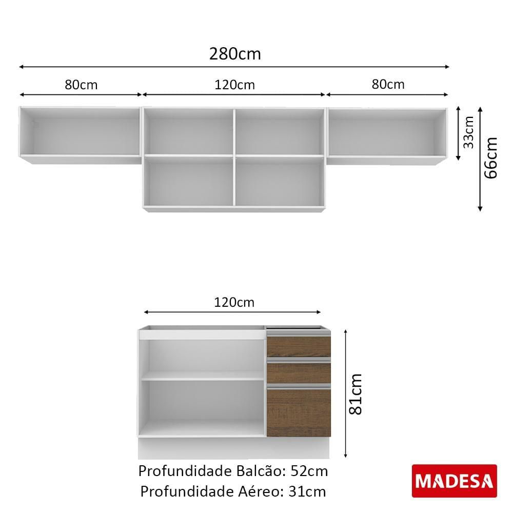 Encontraproduto.com.br - Armário de Cozinha Compacta 280cm Branco/Rustic/Branco Marina Madesa 01