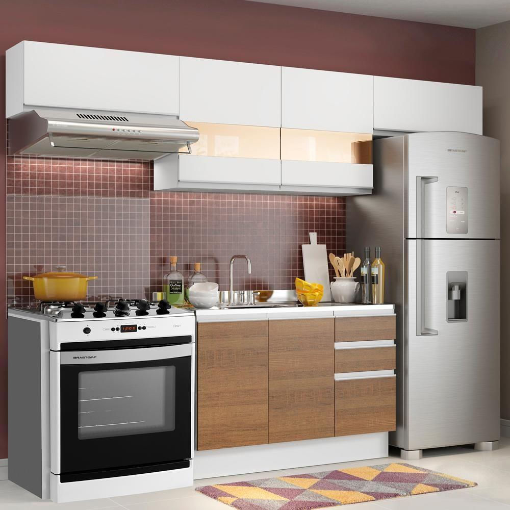 Encontraproduto.com.br - Armário de Cozinha Compacta 280cm Branco/Rustic/Branco Marina Madesa 01