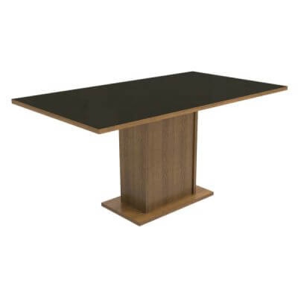 Encontraproduto.com.br - Mesa de Jantar Retangular Tampo de Vidro Rustic/Preto 5275 Madesa