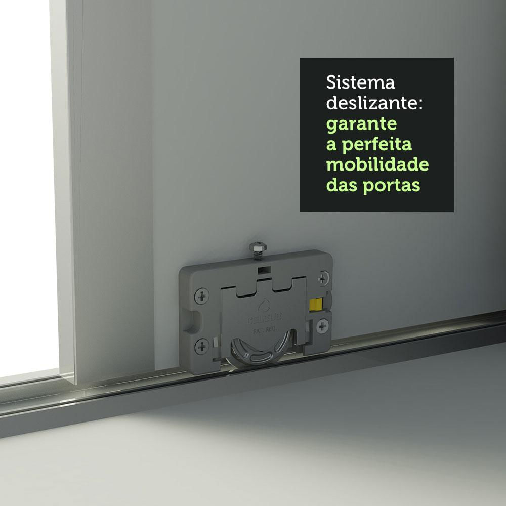 Guarda-Roupa Casal 100% MDF Madesa Royale 3 Portas de Correr de Espelho Branco