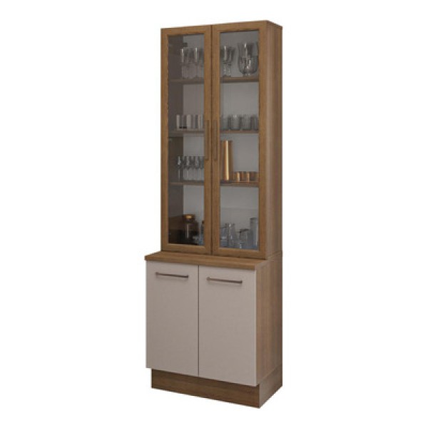 Encontraproduto.com.br - Kit Balcão + Cristaleira 70cm Rustic/Crema Agata Madesa 01