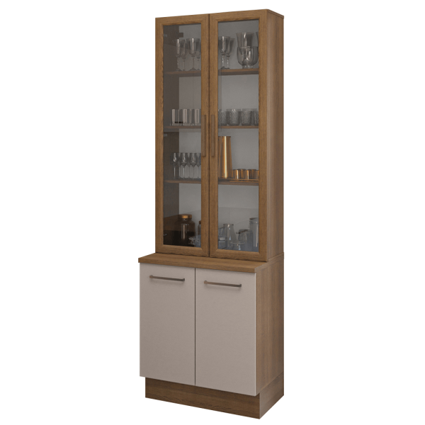 Encontraproduto.com.br - Kit Balcão + Cristaleira 70cm Rustic/Crema Agata Madesa 01