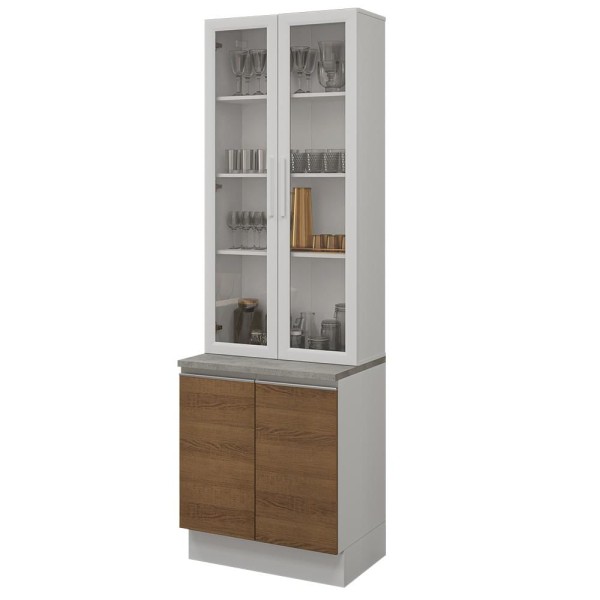 Encontraproduto.com.br - Kit Balcão + Cristaleira 70cm Branco/Rustic Glamy Madesa 01