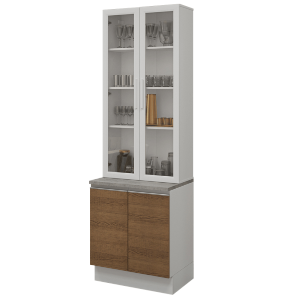 Encontraproduto.com.br - Kit Balcão + Cristaleira 70cm Branco/Rustic Glamy Madesa 01