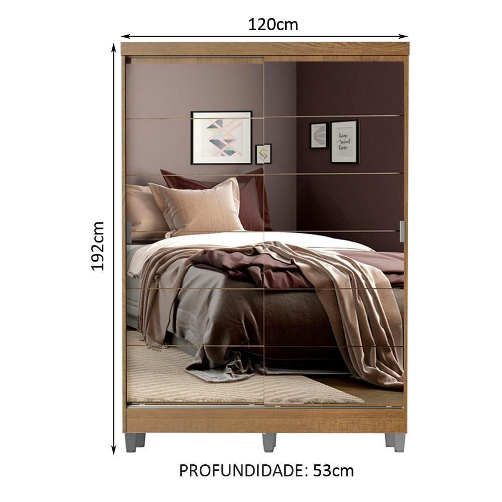 Encontraproduto.com.br - Guarda-Roupa Solteiro Madesa Luke 2 Portas de Correr de Espelho com Pés Rustic