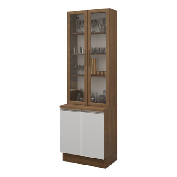 Encontraproduto.com.br - Kit Balcão + Cristaleira 70cm Rustic/Branco Glamy Madesa 01