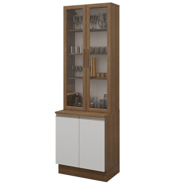 Encontraproduto.com.br - Kit Balcão + Cristaleira 70cm Rustic/Branco Glamy Madesa 01