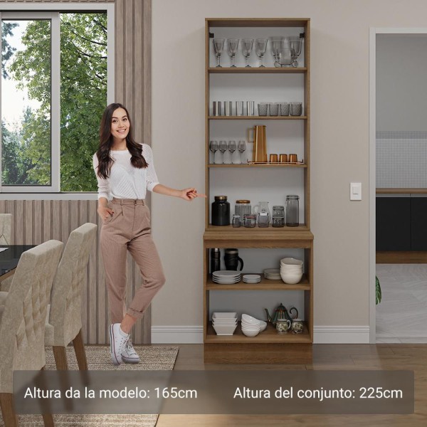 Encontraproduto.com.br - Kit Balcão + Cristaleira 70cm Rustic/Preto Glamy Madesa 01