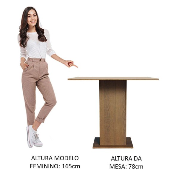 Encontraproduto.com.br - Mesa de Jantar Madesa Quadrada Tampo de Madeira 5363 Rustic/Crema