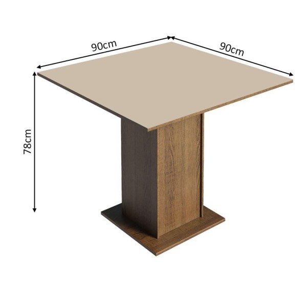 Encontraproduto.com.br - Mesa de Jantar Madesa Quadrada Tampo de Madeira 5363 Rustic/Crema