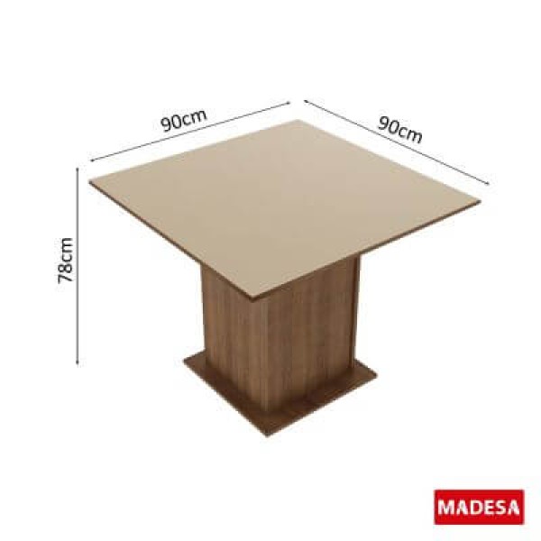 Encontraproduto.com.br - Mesa de Jantar Madesa Quadrada Tampo de Madeira 5363 Rustic/Crema
