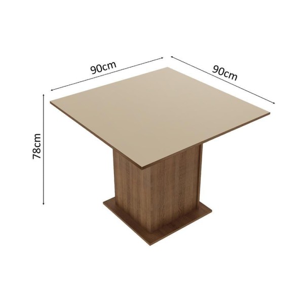 Encontraproduto.com.br - Mesa de Jantar Madesa Quadrada Tampo de Madeira 5363 Rustic/Crema