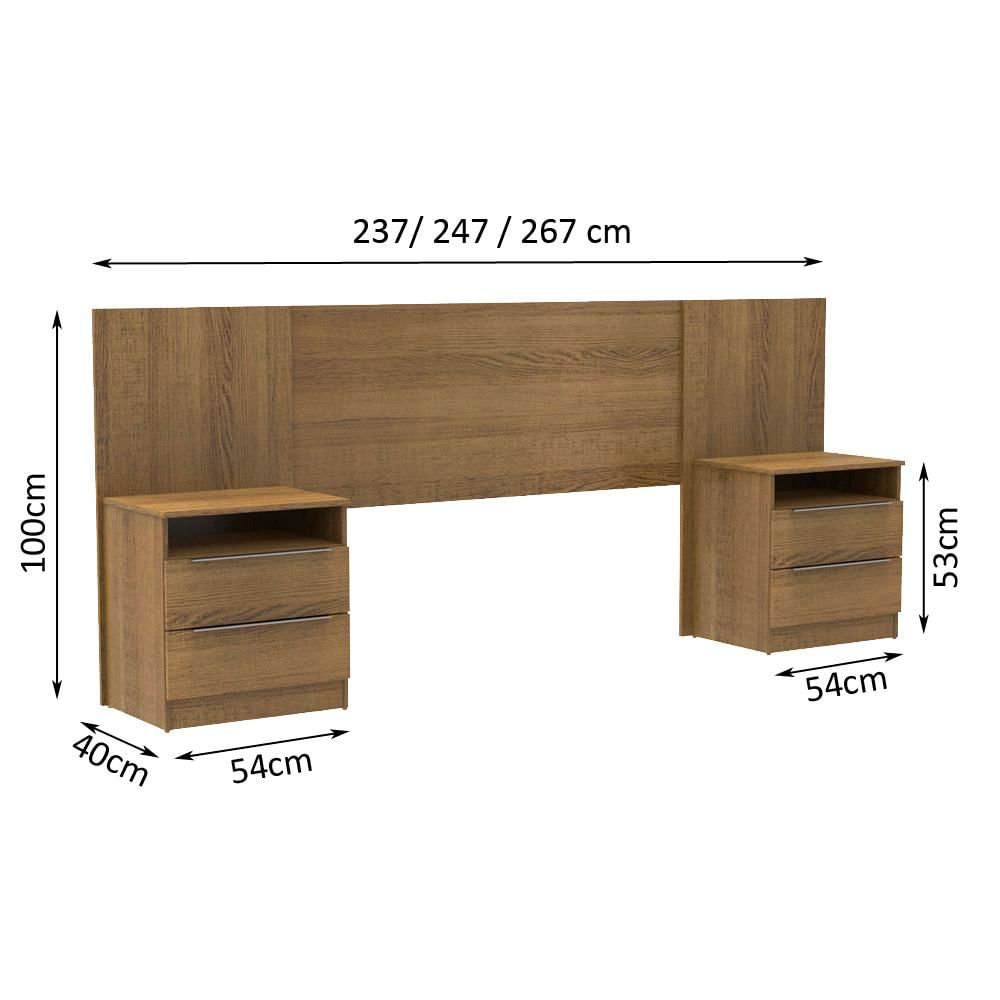 Encontraproduto.com.br - Quarto Completo com Guarda-Roupa Luke 2 Portas com Espelho e Cabeceira com 2 Mesas de Cabeceira Madesa Rustic
