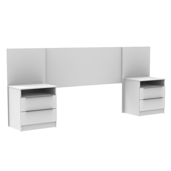 Encontraproduto.com.br - Quarto Completo com Guarda Roupa Luke 2 Portas de Espelho e Cabeceira com 2 Mesas de Cabeceira Madesa Branco