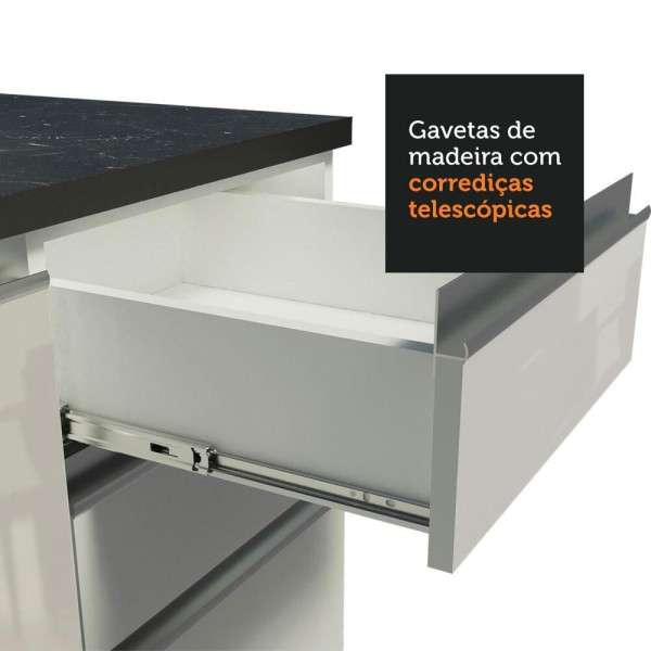 Encontraproduto.com.br - Cozinha Completa Madesa 100% MDF Acordes com Armário, Torre e Balcão (Sem Tampo e Pia) Portas Branco Brilho