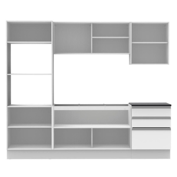 Encontraproduto.com.br - Cozinha Completa Madesa 100% MDF Acordes com Armário, Torre e Balcão (Sem Tampo e Pia) Portas Branco Brilho
