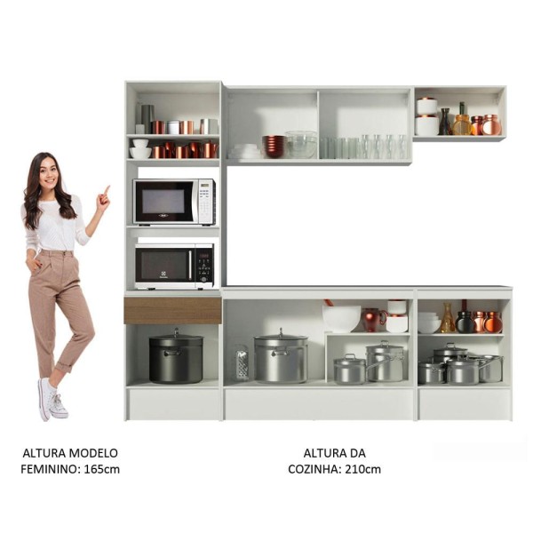 Encontraproduto.com.br - Cozinha Completa Madesa Topazio com Armário, Balcão e Tampo Branco/Rustic