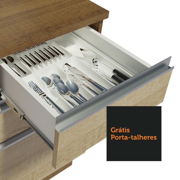 Encontraproduto.com.br - Cozinha Completa Madesa Mariana Com Armário e Balcão (Sem Tampo e Pia) Rustic/Saara