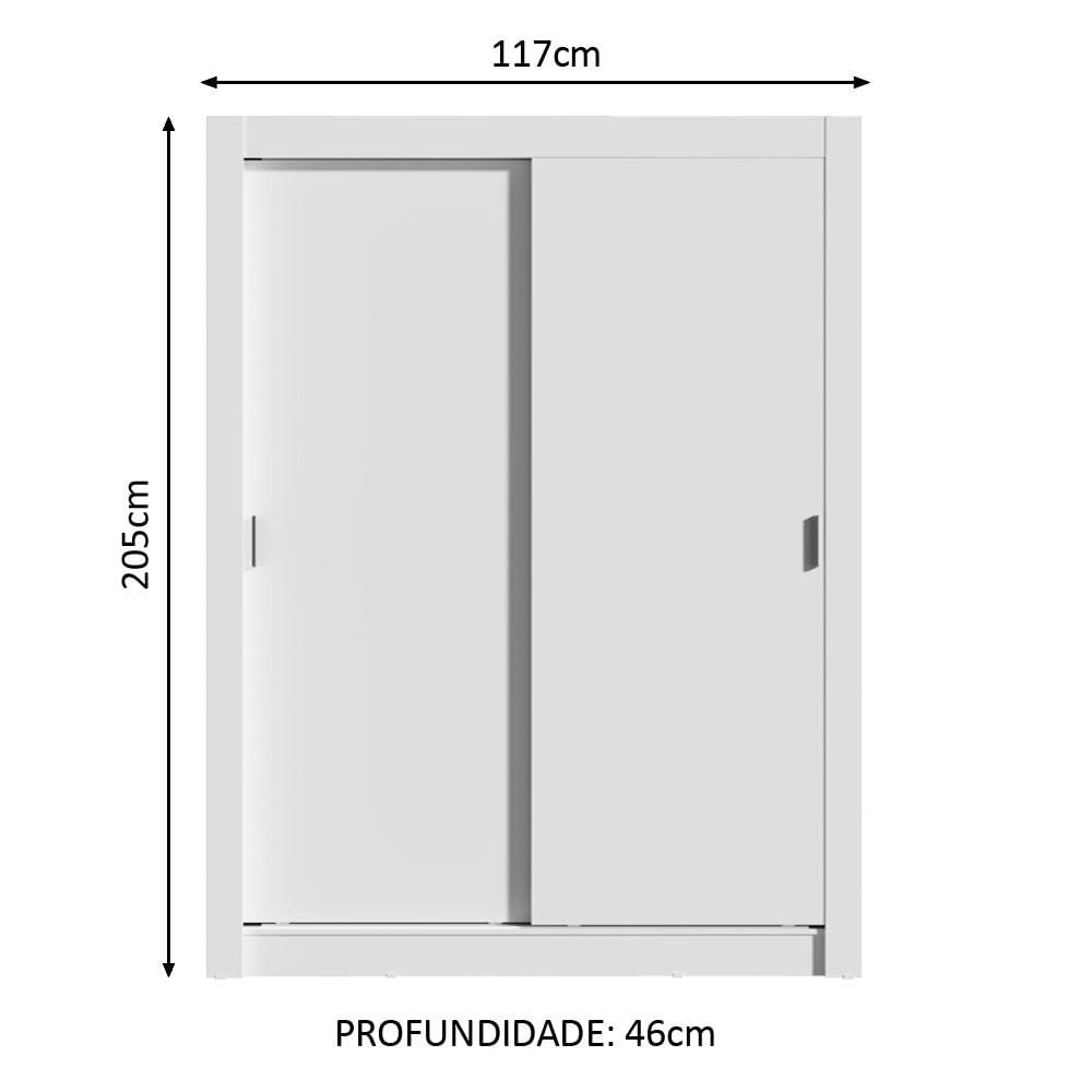 Guarda-Roupa Solteiro Madesa Dallas 2 Portas de Correr 2 Gavetas Branco