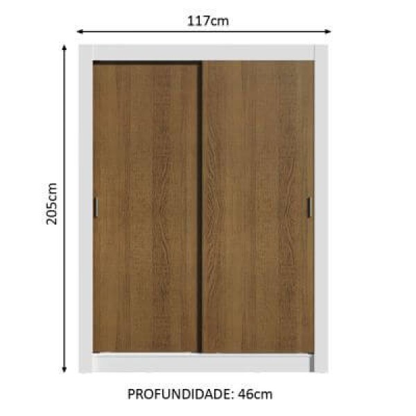 Encontraproduto.com.br - Guarda-Roupa Solteiro Madesa Dallas 2 Portas de Correr 2 Gavetas Branco/Rustic