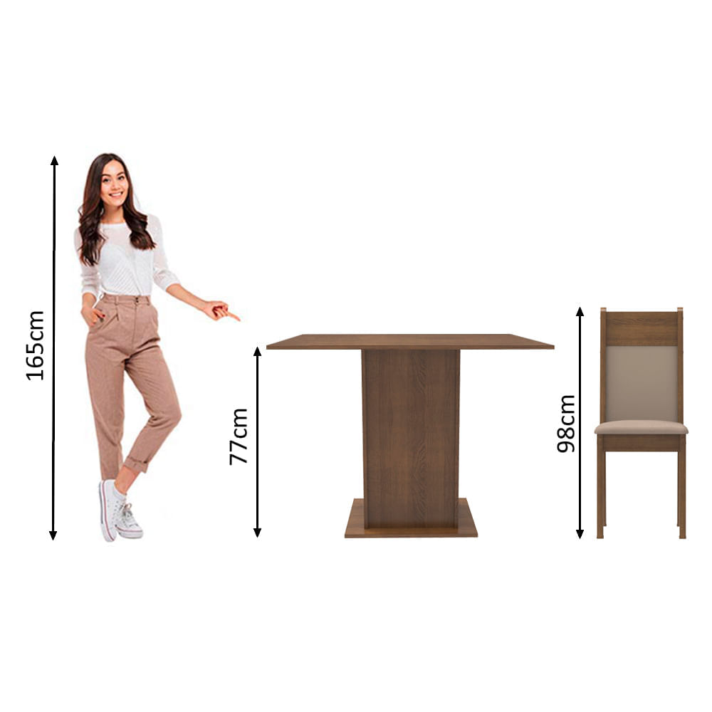 Encontraproduto.com.br - Conjunto Sala de Jantar Madesa Drica Mesa Tampo de Madeira com 2 Cadeiras Rustic/Crema/Pérola