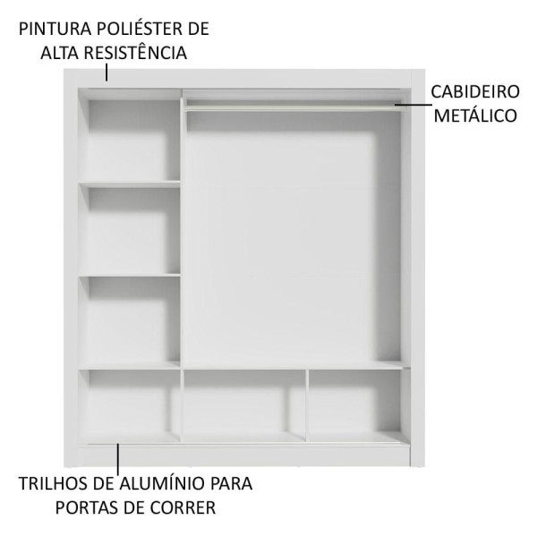 Encontraproduto.com.br - Guarda-Roupa Casal Madesa Mônaco 3 Portas de Correr com Espelho Branco/Rustic
