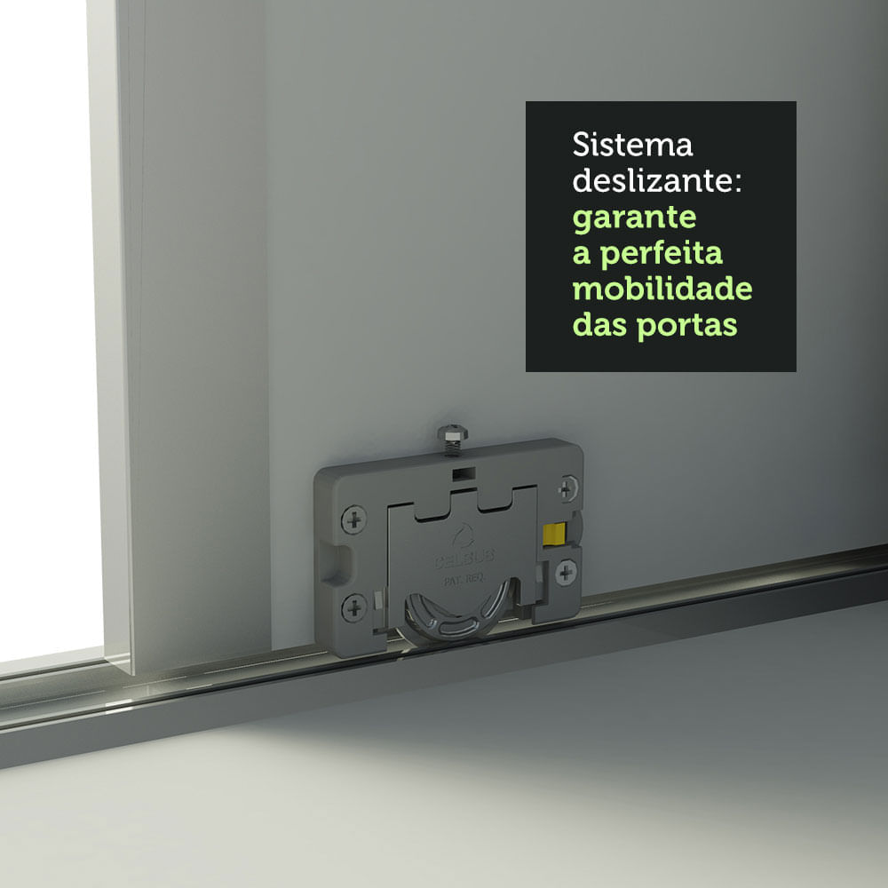 Encontraproduto.com.br - Guarda-Roupa Casal 100% MDF Madesa Eros 3 Portas de Correr com Espelho Branco/Rustic/Branco
