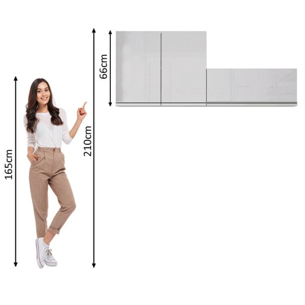 Encontraproduto.com.br - Kit Área De Serviço Madesa Acordes 100% MDF com 2 Armários Aéreos Portas Branco Brilho