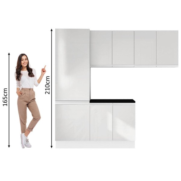 Encontraproduto.com.br - Kit Área De Serviço Madesa Acordes 100% MDF com Armário, Balcão e Torre Portas Branco Brilho