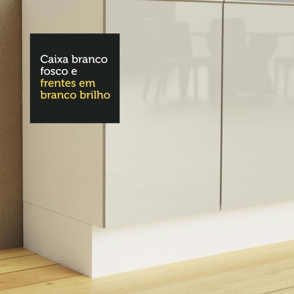Encontraproduto.com.br - Kit Área De Serviço Madesa Acordes 100% MDF com Armário, Balcão e Torre Portas Branco Brilho