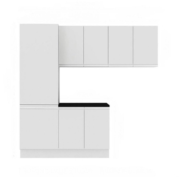 Encontraproduto.com.br - Kit Área De Serviço Madesa Acordes 100% MDF com Armário, Balcão e Torre Portas Branco Brilho