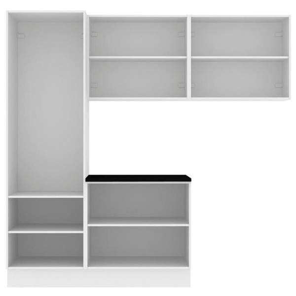 Encontraproduto.com.br - Kit Área De Serviço Madesa Acordes 100% MDF com Armário, Balcão e Torre Portas Branco Brilho