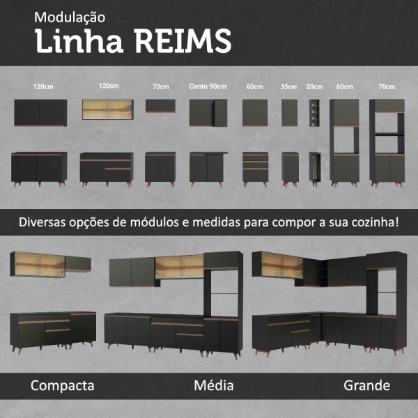 Encontraproduto.com.br - Armário Aéreo Madesa Reims 70 cm 1 Porta Preto