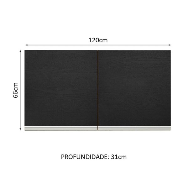Encontraproduto.com.br - Armário Aéreo Madesa Glamy 120 cm 2 Portas Rustic/Preto