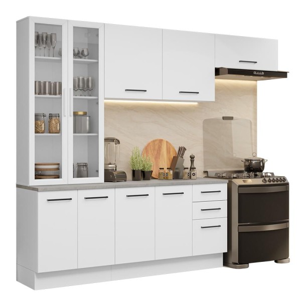 Encontraproduto.com.br - Armário de Cozinha Completa 270cm Branco Agata Madesa 11