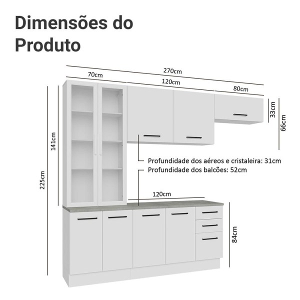 Encontraproduto.com.br - Armário de Cozinha Completa 270cm Branco Agata Madesa 11
