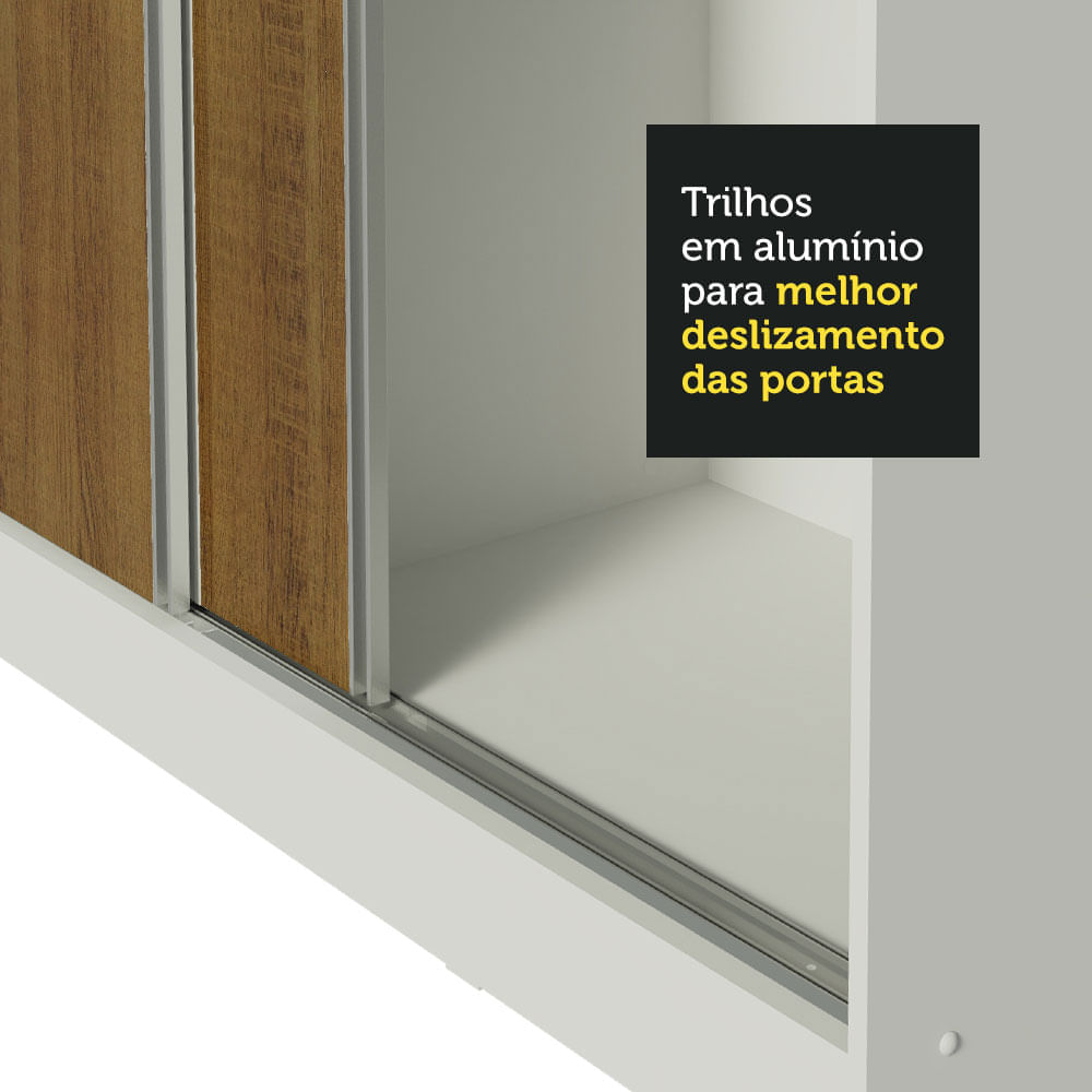 Encontraproduto.com.br - Guarda-Roupa Casal 100% MDF Madesa Royale 3 Portas de Correr com Espelhos com Pés Branco/Rustic