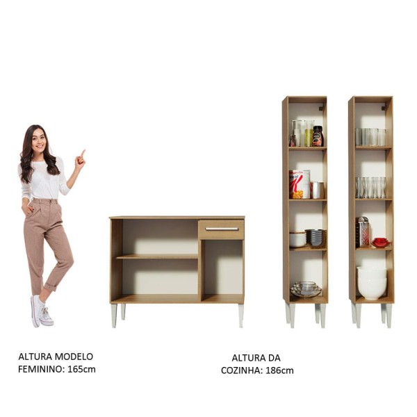 Encontraproduto.com.br - Cozinha Compacta Madesa Emilly Front com Balcão e Paneleiro Rustic